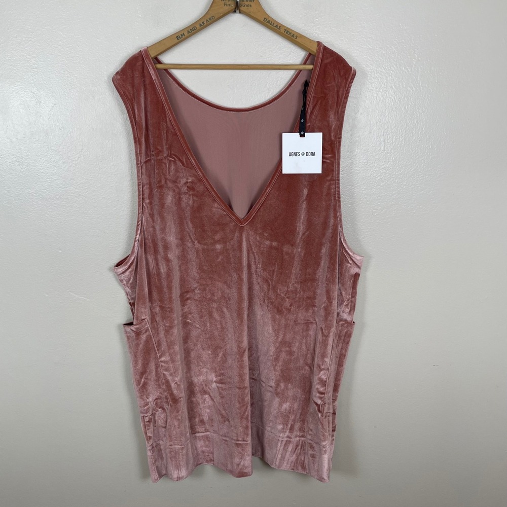 Agnes‎ & Dora Women's L Velvet Limitless Jumper Dress Rose Gold DR13231864L